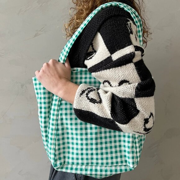 NWT Baggu Mini Cloud Bag - Green Gingham - Picture 7 of 7
